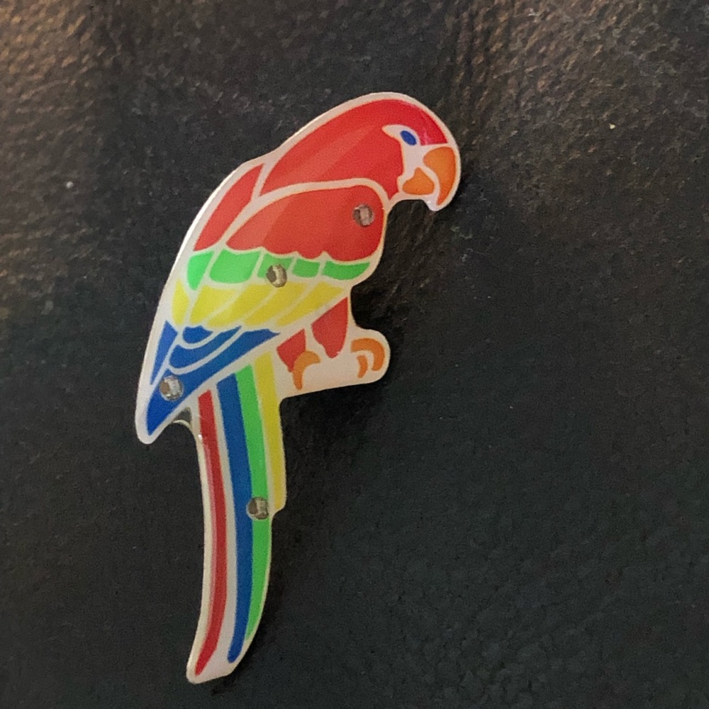 Vintage light up Parrot pin brooch